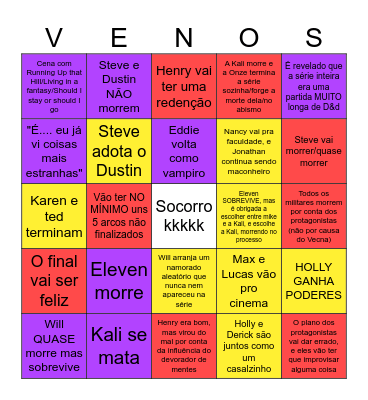 O PIOR BINGO DE STRANGER THINGS DA HISTÓRIA KKKKKPQP Bingo Card