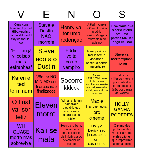O PIOR BINGO DE STRANGER THINGS DA HISTÓRIA KKKKKPQP Bingo Card