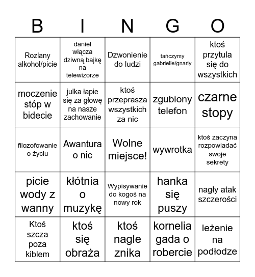 Sylwester 2026! Bingo Card