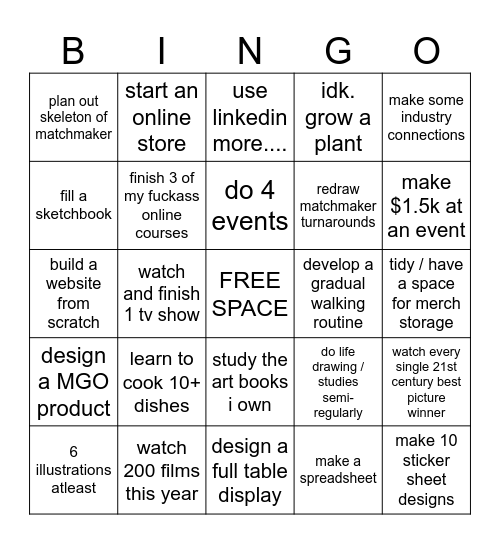 RESOLUTION Bingo Card