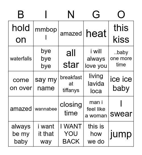 90s Bingo Card