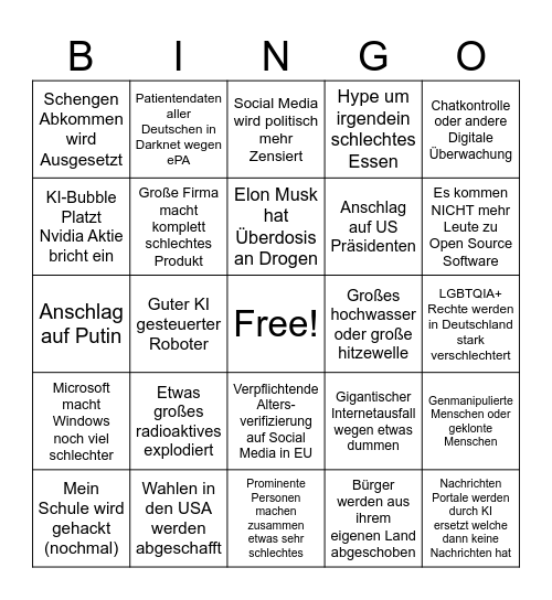 2026 Bingo Card