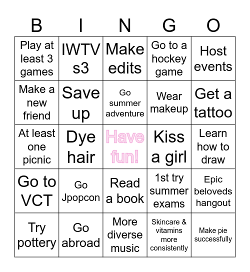 2026 fulfilment bingo Card