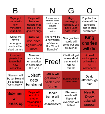2026 Bingo Card