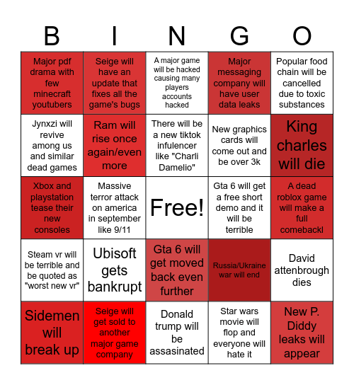 2026 Bingo Card