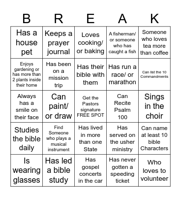 GBZ ICE BREAKER Bingo Card