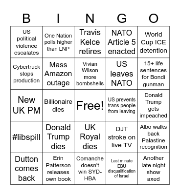 2026 News Bingo Card