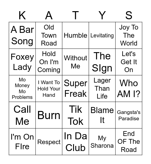 Decades Of Billboards Bingo Card