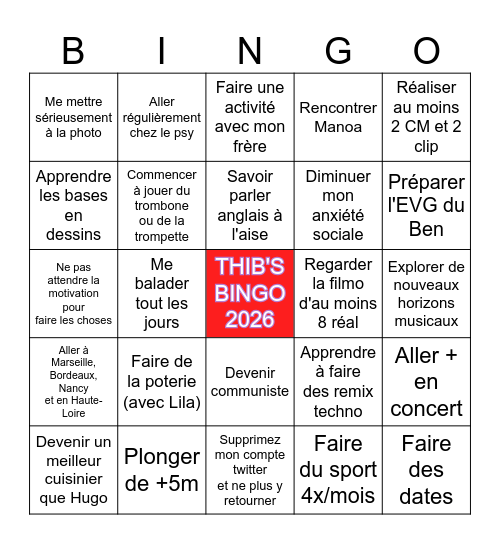 THIB'S BINGO 2026 Bingo Card