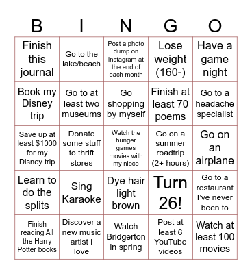 Self-Bingo Card