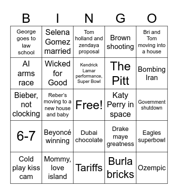 New Years 2025 Bingo Card