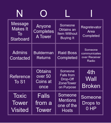 Noli's 4x4 Bingo You Die From Bingo Card