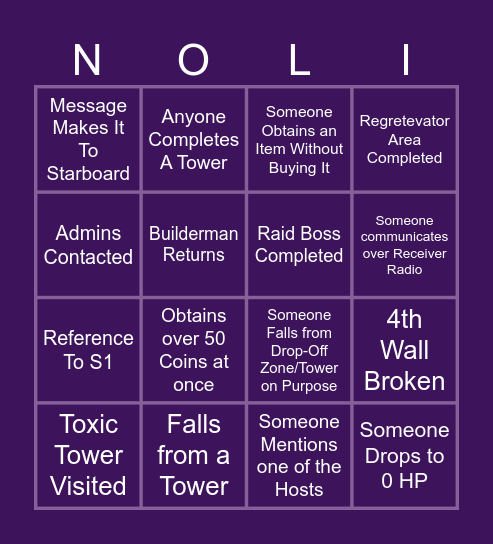 Noli's 4x4 Bingo You Die From Bingo Card