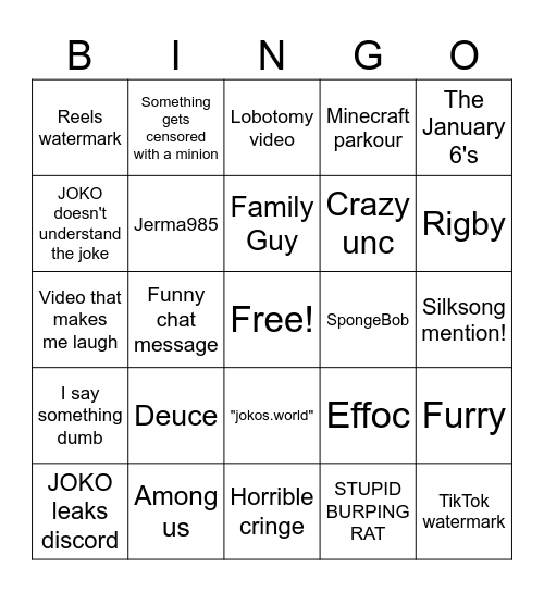 JOKO bingo Card