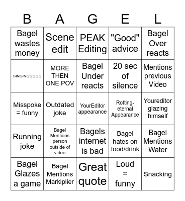 BagelBurner Bingo Card