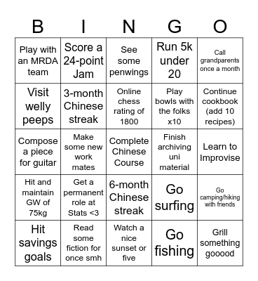 Making 2026 Awesome Bingo Card
