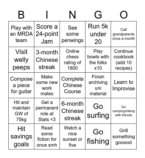 Making 2026 Awesome Bingo Card