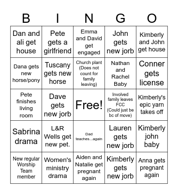 KJ Bingo Card