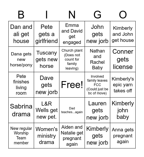 KJ Bingo Card