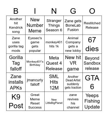 2026 Bingo Card