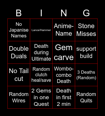MHW Gogma Farm Bingo Card