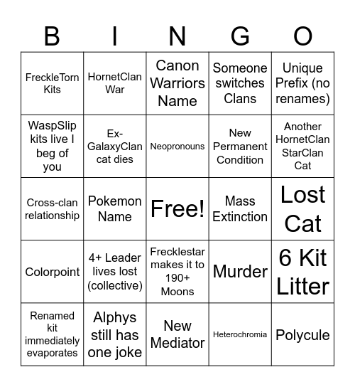 Y31 Stream Bingo Card