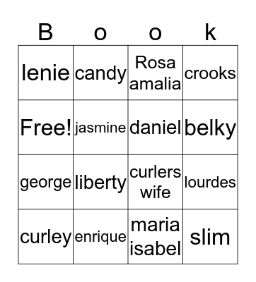 book Bingo Card