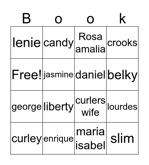 book Bingo Card