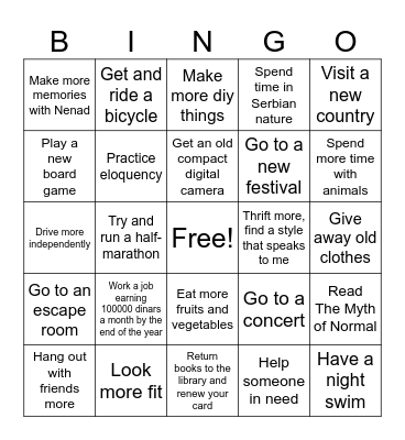 2026 Bingo Card