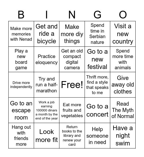 2026 Bingo Card