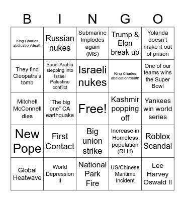 2025 Bingo Card