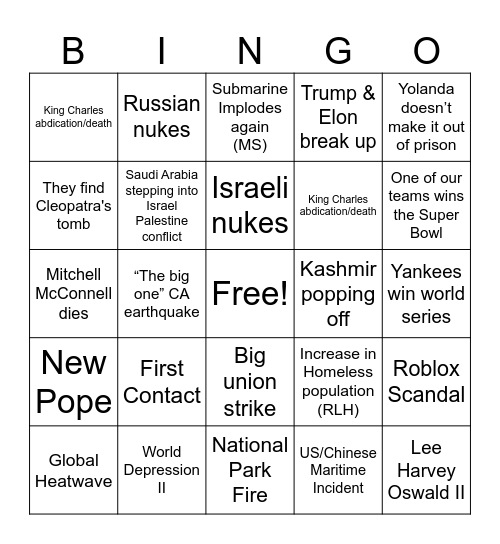 2025 Bingo Card