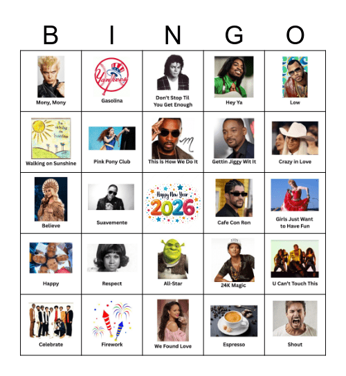 New Year's Party 2026 Bingo Card