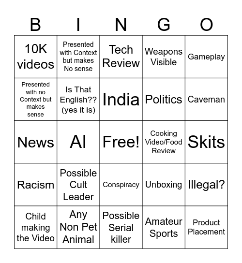 Untitled Bingo Card