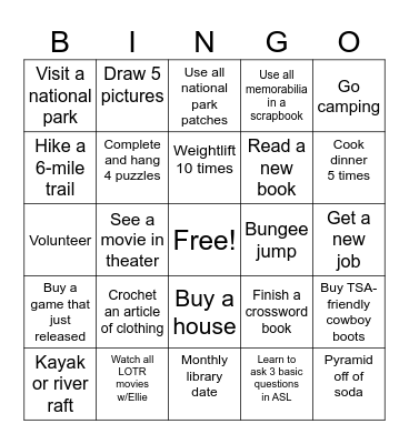 2026 Bingo Card