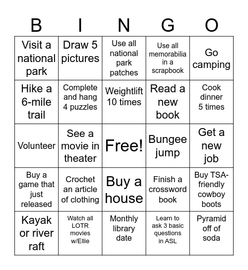 2026 Bingo Card