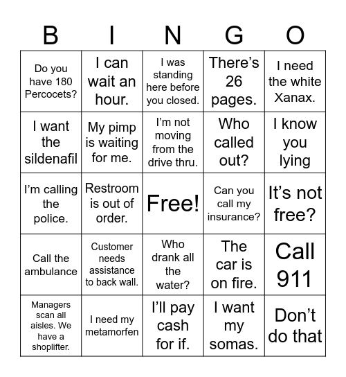7106 version Bingo Card