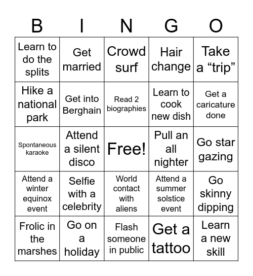 2026 Bingo Card