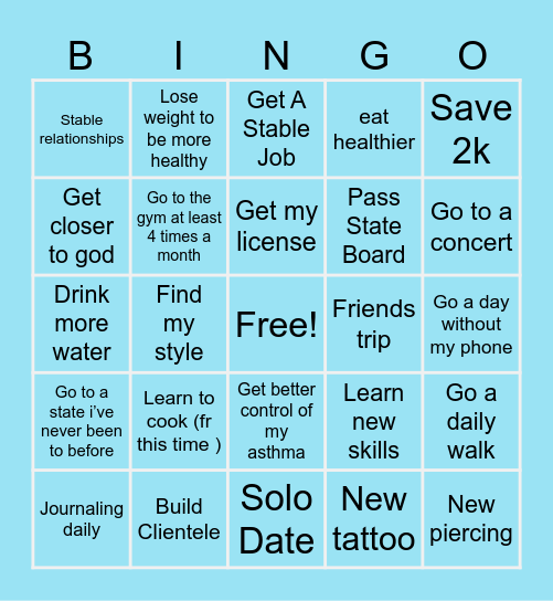 Maddie’s 2026 Bingo Card Bingo Card