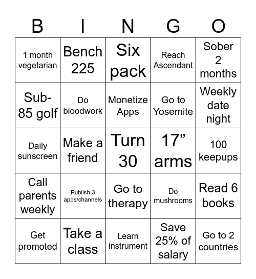 2026 Bingo Card
