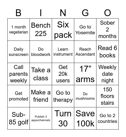 2026 Bingo Card