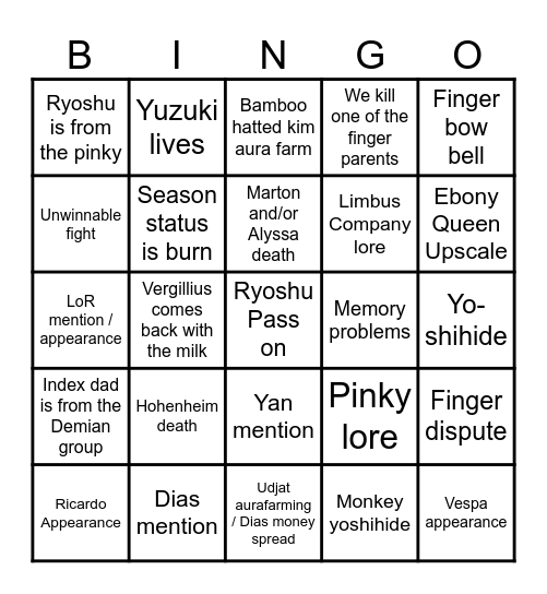 Canto 9 - The Unsevering Bingo Card