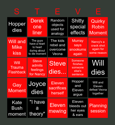 STRANGER THINGS BINGO Card
