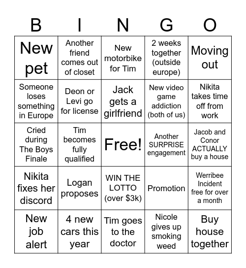 2026 BINGO Tim & Nikita Bingo Card