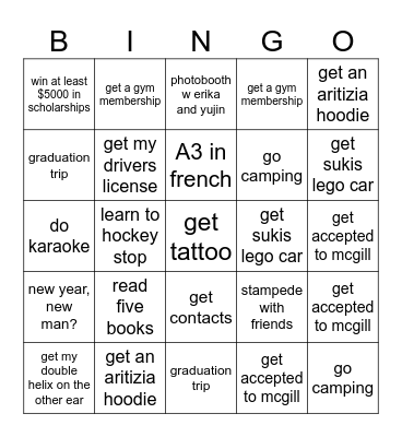 this is cats bingo card. Bingo Card