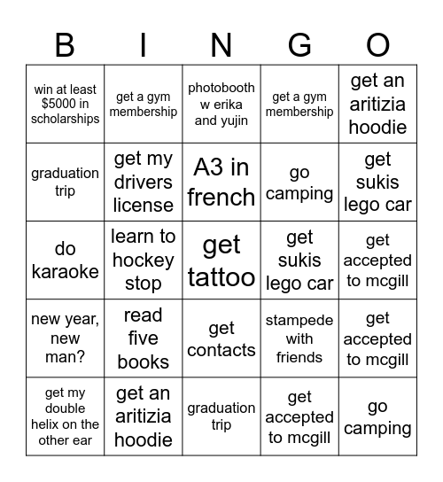 this is cats bingo card. Bingo Card