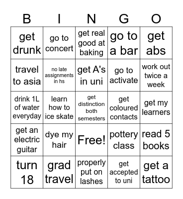 2026 Bingo Card