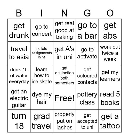2026 Bingo Card