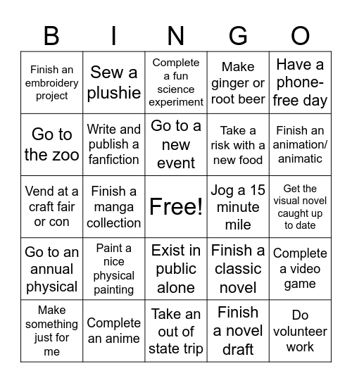 2026 Resolutions Bingo Card