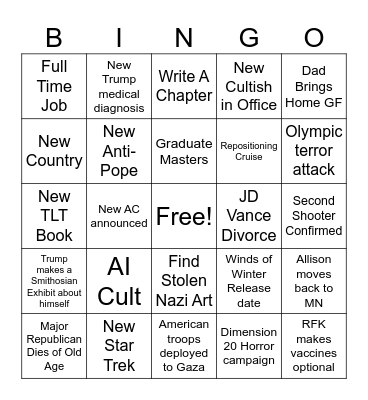 2026 Bingo Card